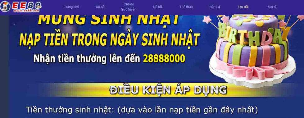 Khuyến mãi nhà cái EE88 – Trợ cấp tiền thua hàng tháng 18888k